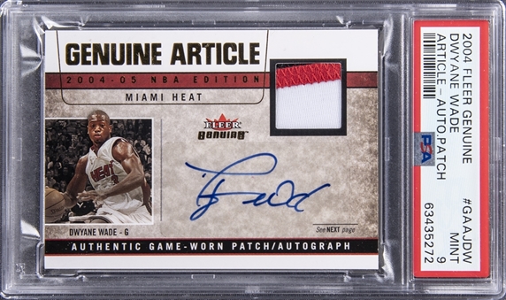 2004-05 Fleer “Genuine Article” Autograph Patches #GAAJDW Dwyane Wade Signed Patch Card (#07/10) - PSA MINT 9
